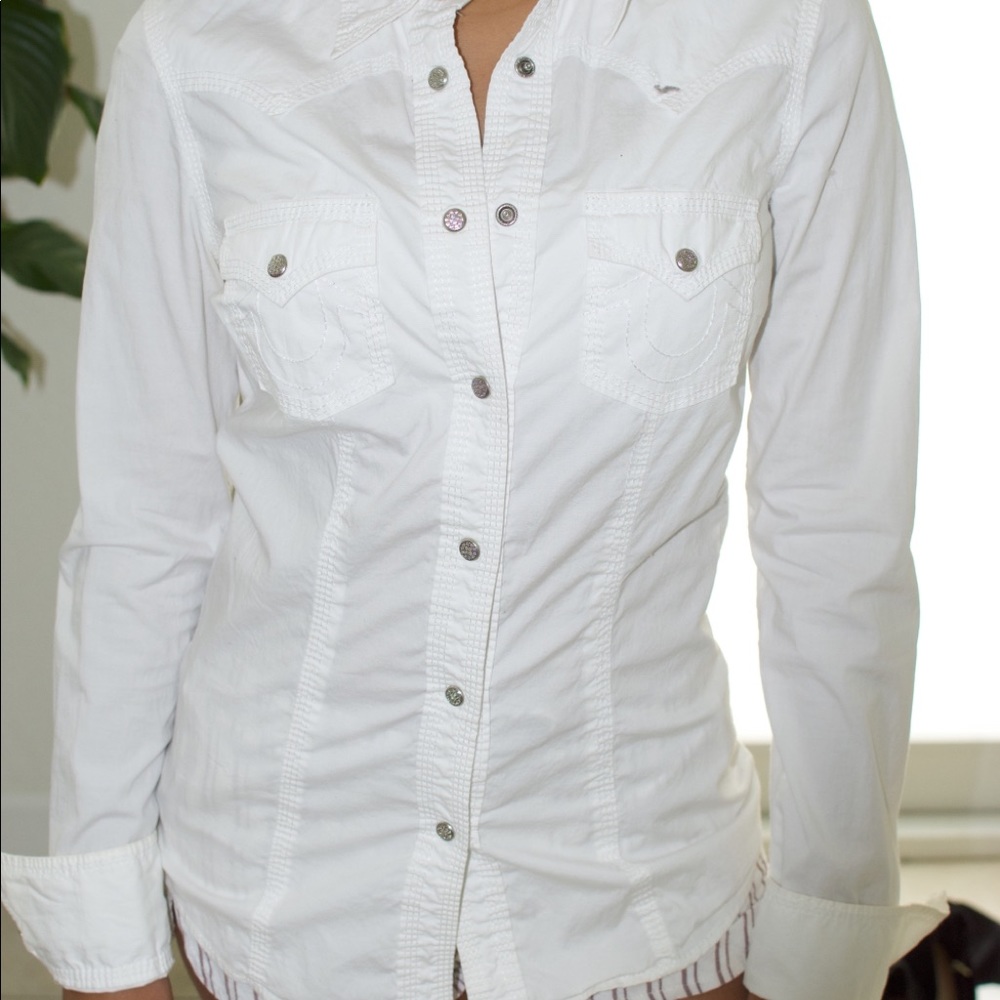 True religion white button down